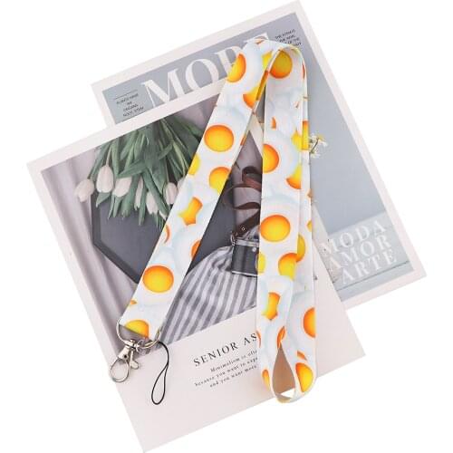Ransitute R2312 Fried Egg Poached Egg Painting Art Key Chain Lanyard Neck Strap For Phone Keys ID Card Creative Lanyards