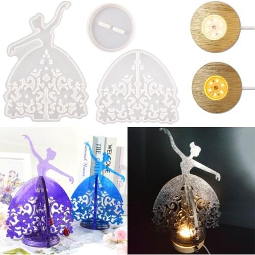 DIY Ballet Woman Silicone Mould For Making Dancing Female Led Light Showcase Uv Epoxy Resin Molds Crafts Home Decoretion