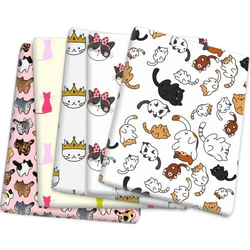 Animal Cat Polyester Cotton Fabric Patchwork For Tissue Sewing Doll Quilting Fabrics Needlework Material Home Textile,1Yc15897