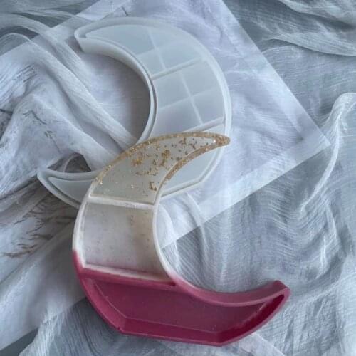 Moon Shaped Tray Epoxy Resin Mold Crescent Display Stand Silicone Mould DIY Crafts Jewelry Organizer Trinket Holder Mold