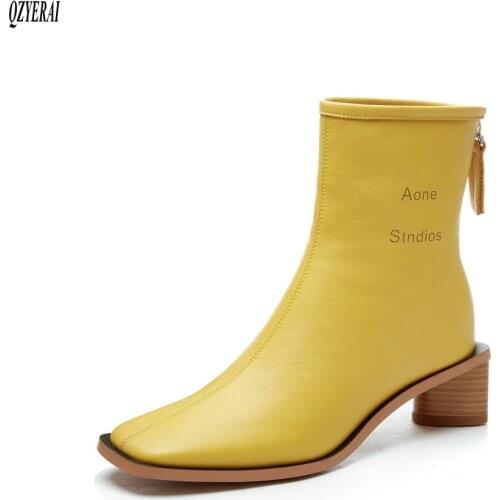 2020 autumn and winter Women boots Genuine leather Chelsea boots European brands Cylinder with The high quality Size 34-42