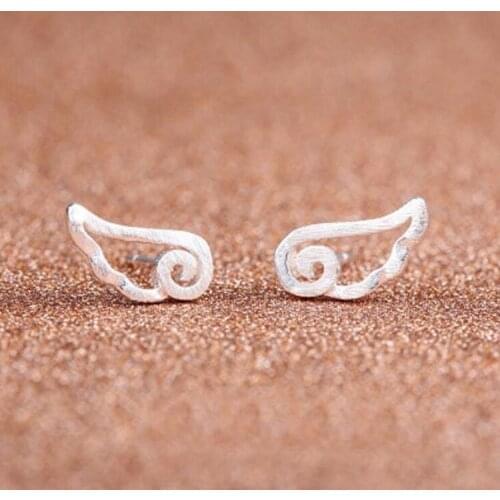 Women silver Color jewelry fashion cute little angel wings earrings gift for girls friend Lady children