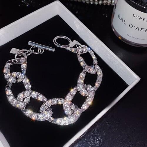 2021 New Y2K Aesthetics Exaggerated Style Zircon Womens Bracelet Geometric Bracelet for Woman Temperament Jewelry Wholesale