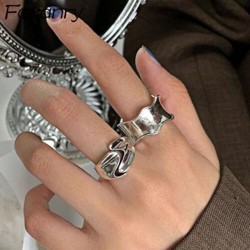 Foxanry Minimalist 925 Sterling Silver Rings for Women New Fashion Creative Wave Geometric Elegant Wedding Party Jewelry Gifts