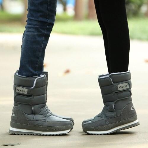 Winter new waterproof and anti-ski boots thickened warm couple boots men and women snow shoes in tube comfortable cotton boots