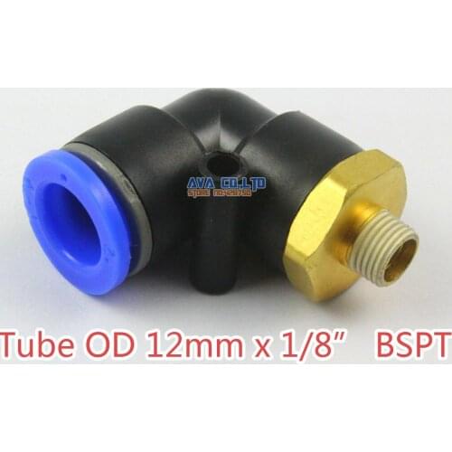 10 Pieces Tube OD 12mm x 1/8" BSPT Male Elbow Pneumatic Connector Push In To Connect Fitting One Touch Quick Release Air Fitting