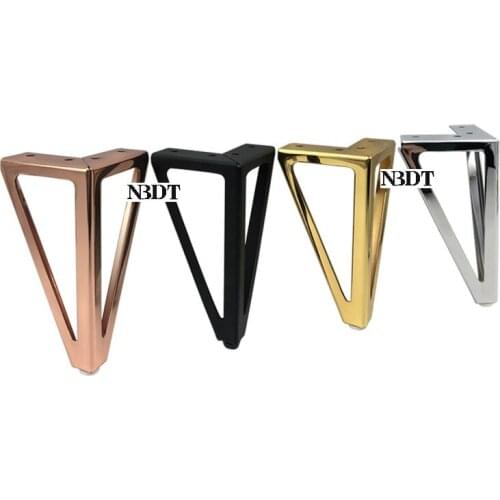 4Pcs H15CM Matte Black Rose Gold Triangle Steel Feet Sofa Tea Bar Furniture Kitchen Bath Cabinet Cupboard With Screws
