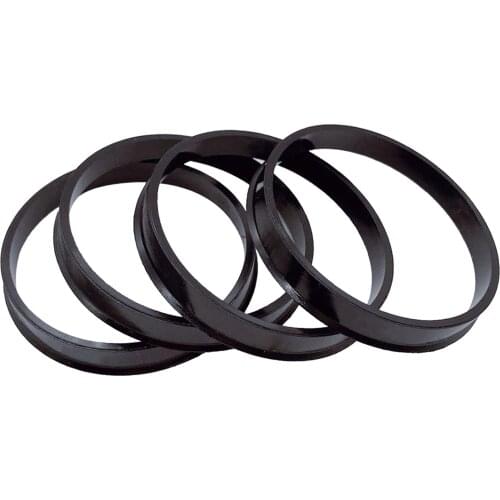 4x 66.6mm - 57.1mm Wheel Spigot Hub Centric Hubcentric Ring Black Plastic