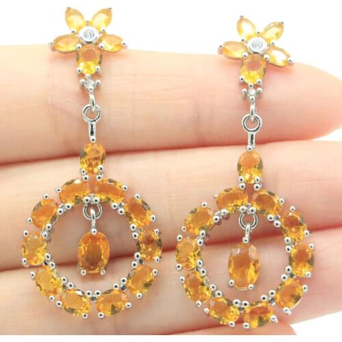 44x18mm Hot Selling Silver Earrings for Women Created Pink Tourmaline London Blue Topaz Zircon Fine Jewelry