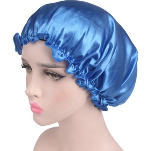 1 Piece Satin Bonnet Hair Caps Double Layer Adjust Sleep Night Cap Head Cover Hat For Curly Springy Hair Styling Accessories