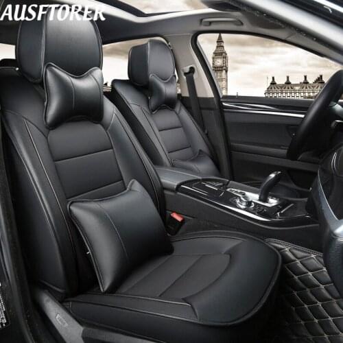 AUSFTORER Custom Cowhide Leather Car Seat Covers for KIA VQ Seat Cover Car Cushion Supports Styling 6 & 7 Seat Accessories 24PCS