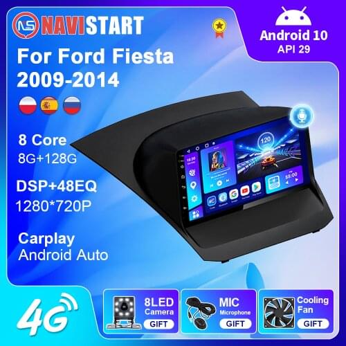 Car Radio for Ford Fiesta 2009-2017 Android 9.0 2 Din 9 Inch Multimedia Stereo Carplay Navigation GPS Car DVD Player Bluetooth