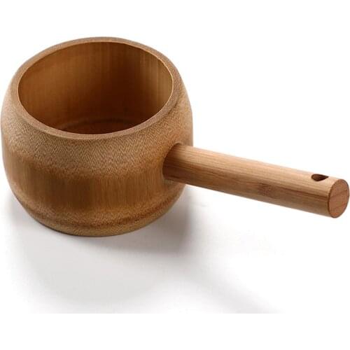 1PC Bamboo Water Scoop Spoon Soup Spoon Multipurpose Round Water Ladle Dipper for Home Kitchen