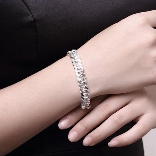 New Fashion Jewelry 925 Sterling Silver 10mm Full Side Bracelet For Unisex Man Women Gift TT@88