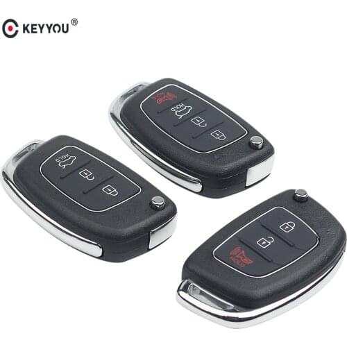 KEYYOU 20pcs/lot Remote Key Fob 3/4 Buttons Car Key Shell Case Flip Floding For Hyundai ELANTRA New Verna