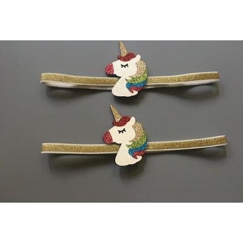 Boutique 10pcs Fashion Cute Glitter Unicorn Hairbands Kawaii Solid Kawaii Felt Rainbow Horse Soft Headbands Princess Headwear