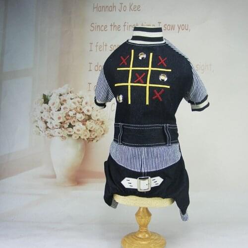 High grade dogs cats fashion denim rompers clothes pet dog cat cool jumpsuits costume doggy tracksuits clothing puppy outwear