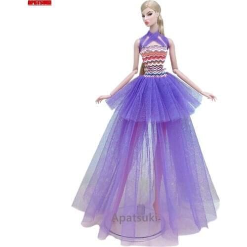 Purple Multi-layer Wedding Dresses For Barbie Clothes Fashion Doll Outfits Dress 1/6 BJD Dolls Accessories DIY Kids Toys