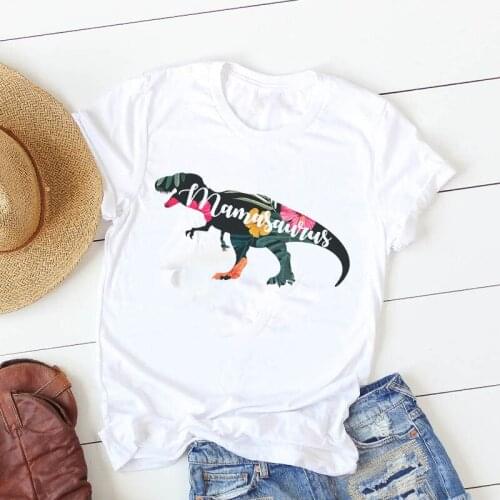 Women dinosaur mama painting T Shirt summer Women mother Female Cute Casual Tshirt Camisa Mujer Top Graphic Tees T-shirt