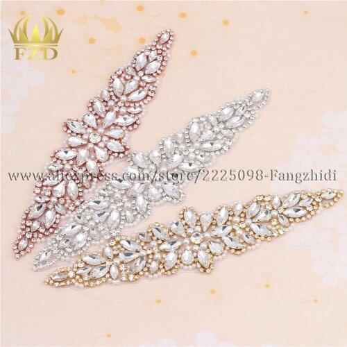 FZD(10 piece)Handmade Beaded Sew On Hot Fix bridal rhinestones belts crystal sashes for bachelorette party