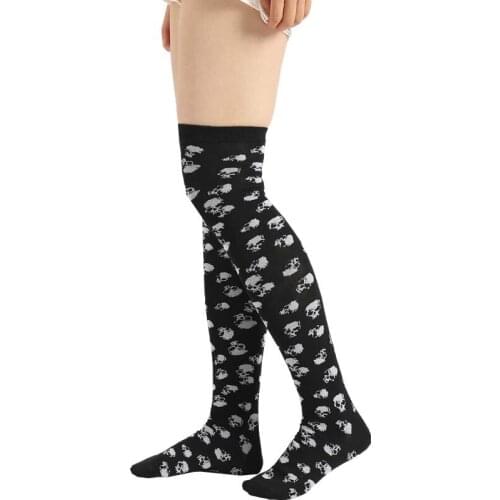 Original High Quality European and American Style 3D Printing Skull Hip Hop Stockings Over The Knee Cotton Socks Knee Socks