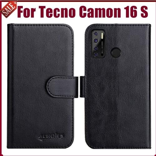 Hot! Tecno Camon 16 S Case 6.6" Fashion 6 Colors Flip Soft Leather Wallet Protective Cover For Tecno Camon 16 S Case