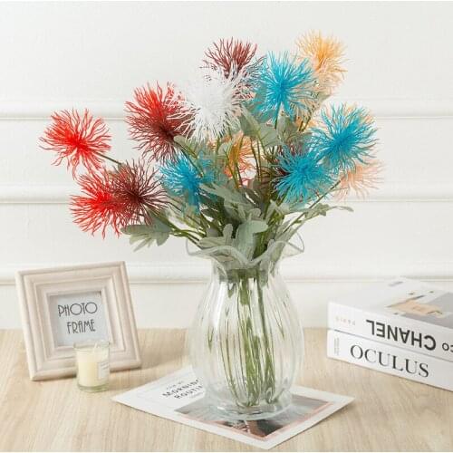 4 Heads Artificial flower small fresh crab claws fake silk flores DIY home room decor high-grade hairy ball chrysanthemum