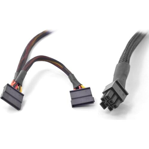 PCIe 6Pin Male 1 to 2 SATA 15Pin Female Power Supply Cable Port Multiplier GPU 6 pin Power Port to Dual SATA for Dell vostro