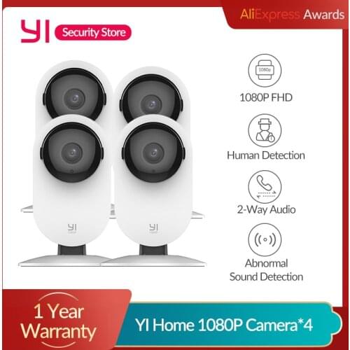 YI 4PCS Home Camera 1080P AI+ Functions Human Detection Night Vision IP Bayby Monitor WIFI Cam CCTV YI Cloud SD Card Storage