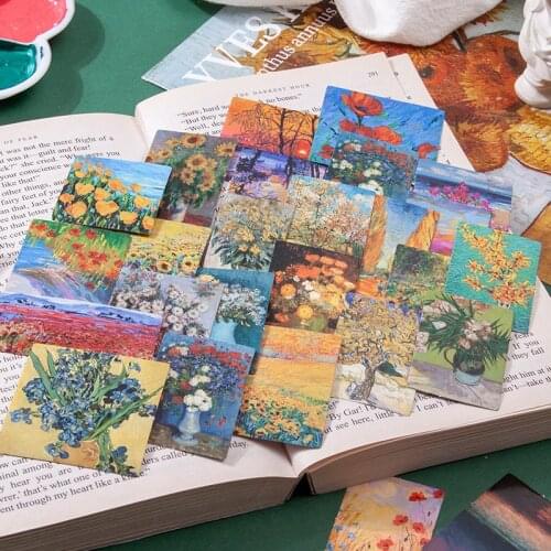 45 pcs/pack Van Gogh Famous paintings Stickers package INS landscape Flowers aesthetic Sticker notebooks Scrapbooking stationery