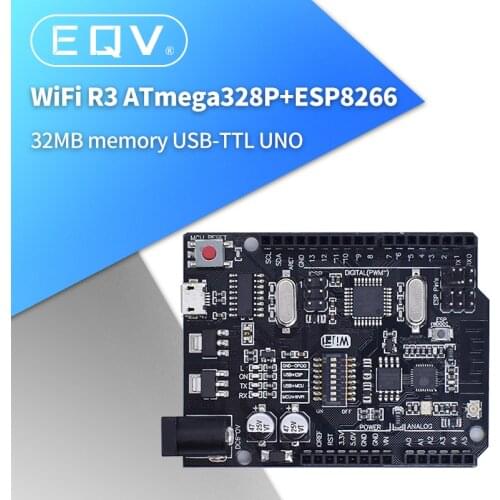 UNO R3 + WiFi ATmega328P+ESP8266 (32Mb memory) USB-TTL CH340G For Arduino Uno NodeMCU WeMos ESP8266 One New Arrival