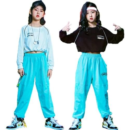 Lolanta Boys Girls Long Sleeve Black White Top Or Blue Pants Hip Hop Street Casual Jazz Dance Costume