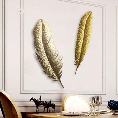 Creative Gold Feather wall decor room decor aesthetic Room decoration accessories home living room decoration 3D wall stickers