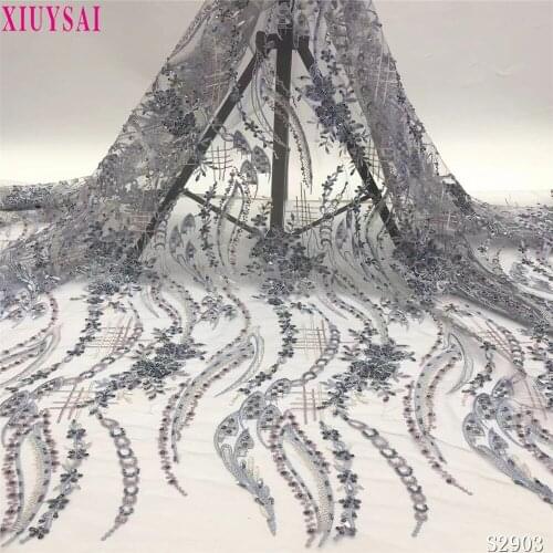 African Sequins Beaded Lace Fabric 2021 Embroidered Nigerian Lace Fabrics Bridal High Quality Lace French Net Lace Fabric SL1550