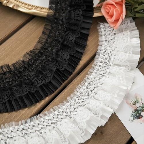 2020 high quality 3yards/lot 7cm wide Lace Trim 3D Embroidered Ribbon DIY Sewing Dress Curtain Fringe Hem Decor