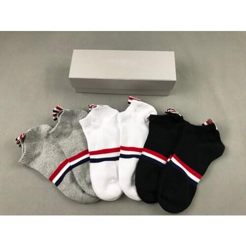 Fashion TB Brand Socks 2021 Summer Men Women Cotton Striped No Show Casual Sports Crew Socks Ankle Ins 6 Pairs