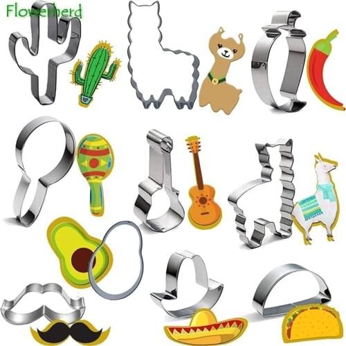 10pcs Mexican Fiesta Cookie Cutter Set Stainless Steel Mexican Festival Cookie Molds for Baking Decorative Food DIY Supplies