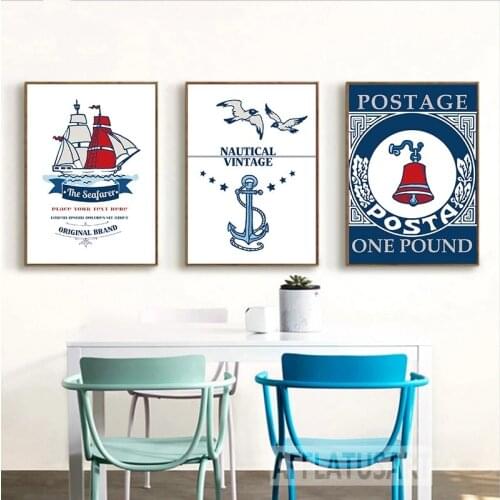 Cartoon Sailing Seagull Landscape Wall Art Canvas Nordic Posters And Prints Home Decor Wall Pictures