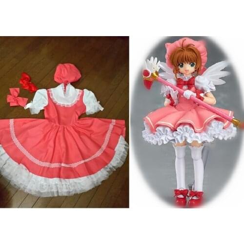 New Anime Cardcaptor Sakura Kinomoto Sakura Cosplay Costume Pink Fancy Dress Carnival Halloween Party Costumes for Women S-XL