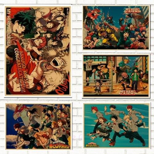 New Janpnese Anime My Hero Academia retro posters kraft wall paper High Quality Painting For Home Decor wall stickers