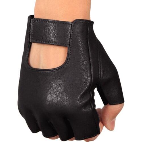Half Finger Gloves Male Thin Driving Breathable Fitness Non-Slip Bicycle Tactical Fingerless Real Leather Gloves Men NAN8-2
