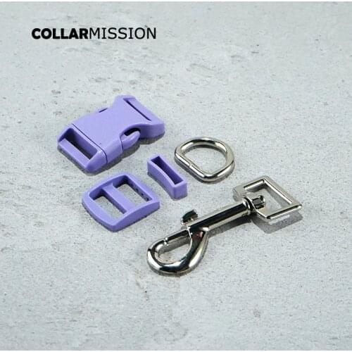 Plastic buckle+Tri-Glid+square keeper+D ring+metal dog clasp/set)Electroplating process lavender 20mm DIY pet collar parts
