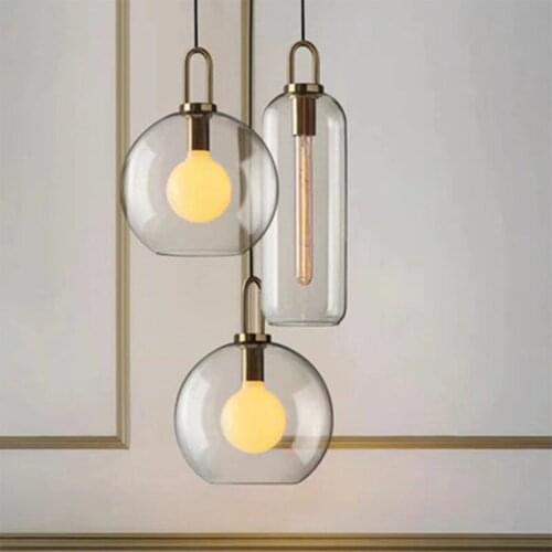 Postmodern ins Pendant Lights Luxury Restaurant Lamps Nordic Bar Bedroom Bedside Glass Ball Single Hanging Lamp