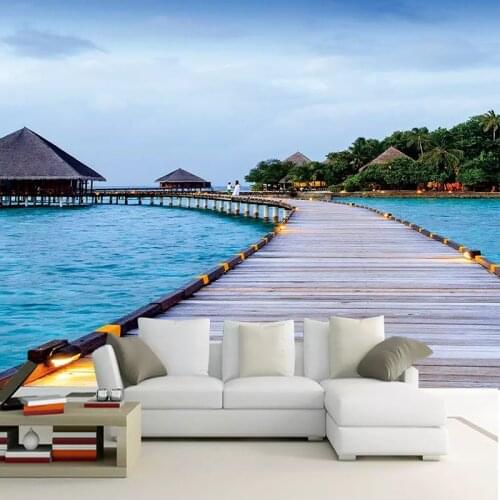 Custom 3D Photo Wallpaper Maldives Seaside Scenery 3D Living Room Bedroom TV Background Home Decor Mural Wall Cloth Papel Mural
