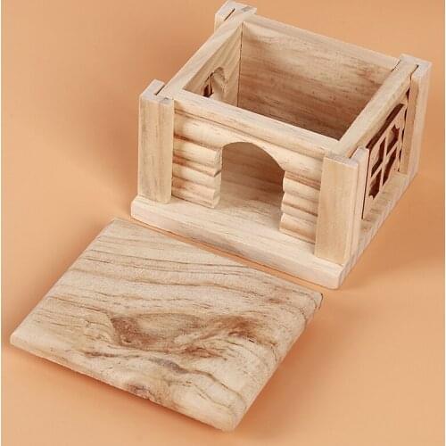 Durable Wooden Hamster Nest House Odorless Non Toxic Wooden Hut And Castle Small Animal Playground Small Pet Supplies