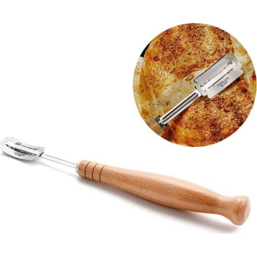 Bread Cutters Tools Bakery Scraper With 5PCS Replacement Blades Arc Curved Toast Cutter Bagel Arc Curved Knife Cutter Tools