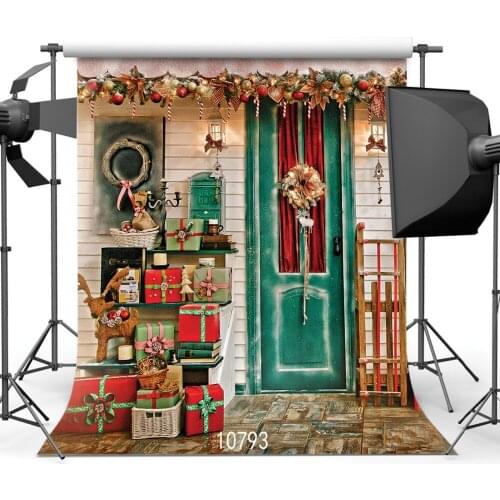 Christmas Backdrop Portrait Door Rustic Backgrounds for Photo Studio or Theater Photography Accessories Customize Vinyl Cloth 3D
