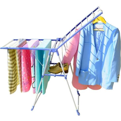 Wing-Shape Foldable Laundry Clothes Storage Drying Rack Airer Portable Dryer Hanger Organizer Pole Indoor outdoor Balcony DQ0820