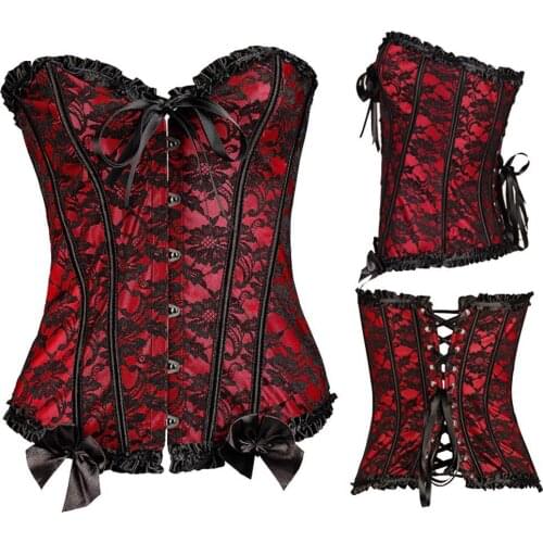 Sexy Corsets and Bustiers Lace Up Boned Overbust Costume Waist Top Corset Shapewear Size Steampunk Plus Body Dress Trainer