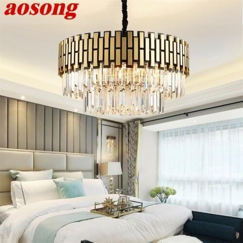 AOSONG Modern Crystal Chandelier Fixtures Luxury LED Nordic Decorative For Home Living Room Dining Room Villa Duplex